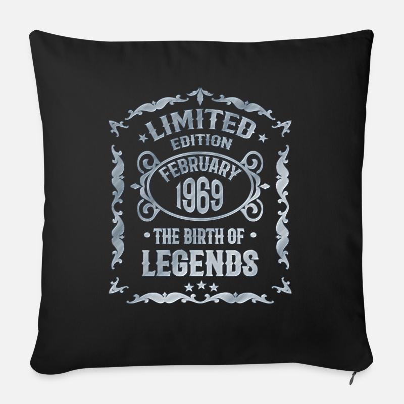 Février 1969 Anniversaire des légendes - Coussin et housse de 45 x 45 cm - noir