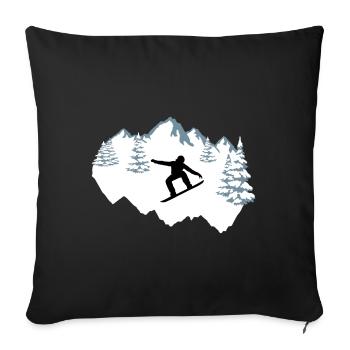 Snowboarder, Snowboarding, Snowboard - Sofa pillow with filling 45cm x 45cm - black - Front