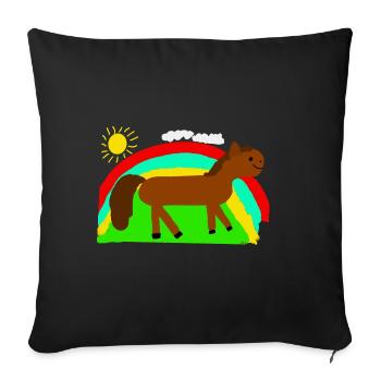 Regenbogen mit Pferd - Sofakissen mit Füllung 45 x 45 cm - Schwarz - Vorne
