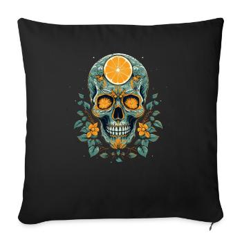 Skull and crossbones with lemon - Sofa pillow with filling 45cm x 45cm - black - Front