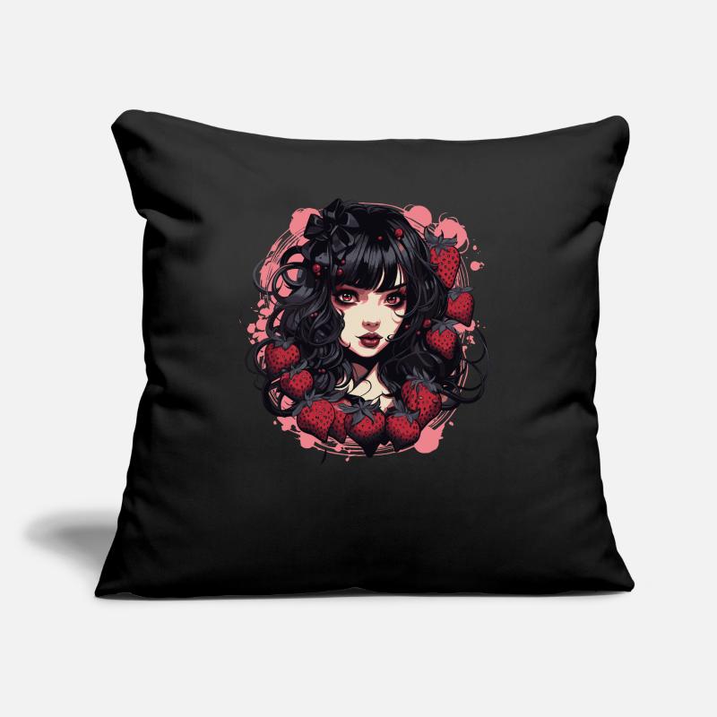 Emo Gothic Erdbeeren Mädchen Sofakissen mit Füllung 45 x 45 cm