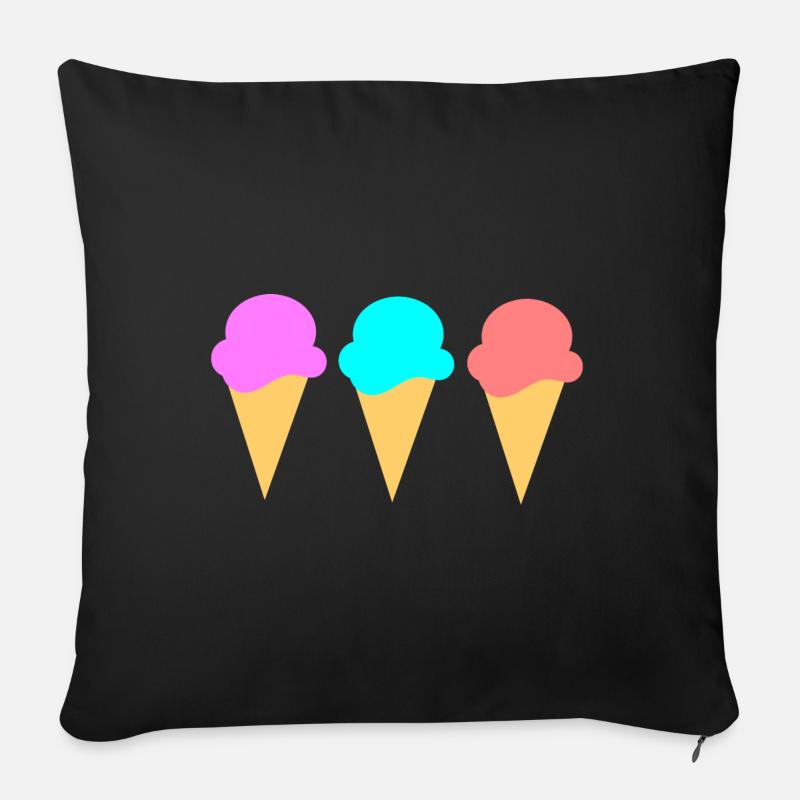 Eis Eiscreme Erdbeere Erdbeereis Sommer Festival - Sofakissen mit Füllung 45 x 45 cm - Schwarz