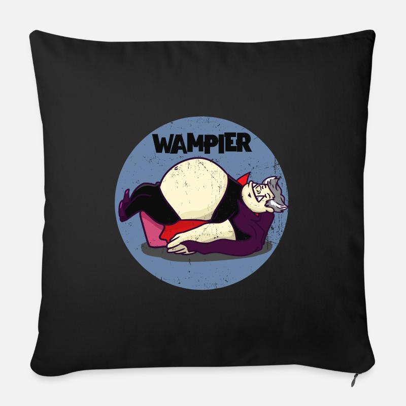 Wampier vampire graisse gros mot blague idée cadeau - Coussin et housse de 45 x 45 cm - noir