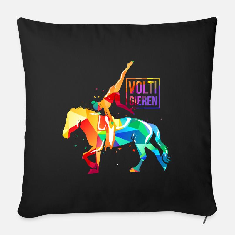 Voltigieren Pferd - Sofakissen mit Füllung 45 x 45 cm - Schwarz