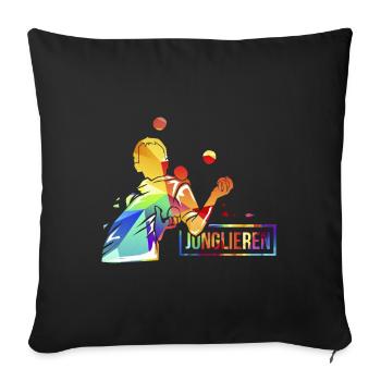 Travail de jonglage - Coussin et housse de 45 x 45 cm - noir - Devant