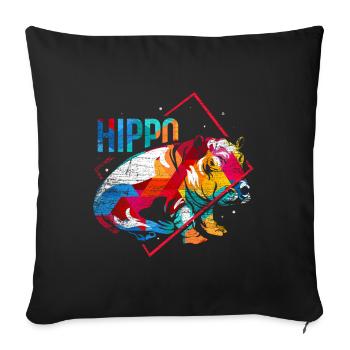Hippopotame Polygone - Coussin et housse de 45 x 45 cm - noir - Devant