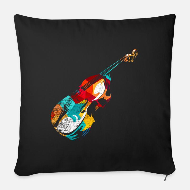 Kontrabass Geige - Sofakissen mit Füllung 45 x 45 cm - Schwarz