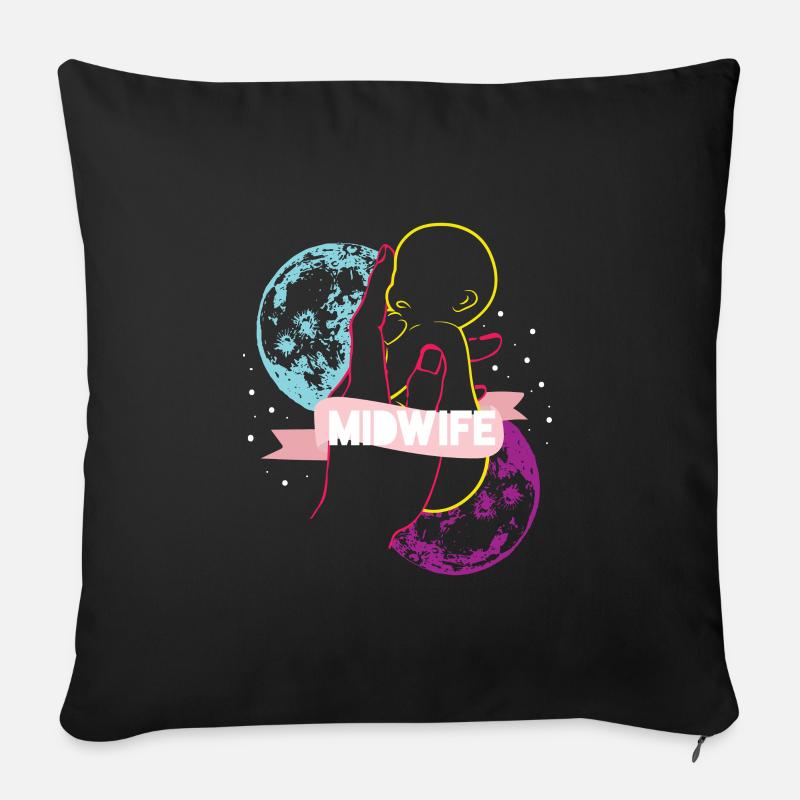 Hebamme - Sofakissen mit Füllung 45 x 45 cm - Schwarz