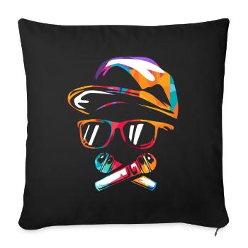 Hip hop - Coussin et housse de 45 x 45 cm - noir - Devant
