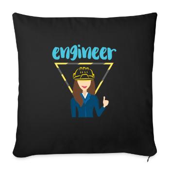 Engineer engineer woman - Sofa pillow with filling 45cm x 45cm - black - Front