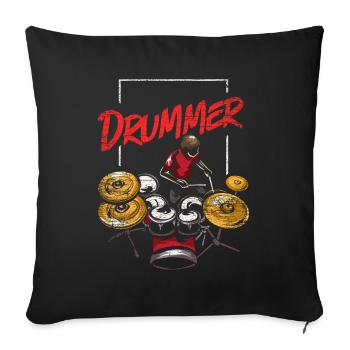 Schlagzeug Snare Drum Band - Sofakissen mit Füllung 45 x 45 cm - Schwarz - Vorne