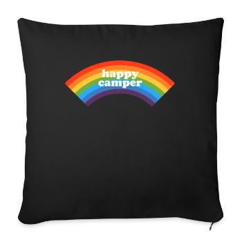 Happy Camper, Arc-en-ciel - Coussin et housse de 45 x 45 cm - noir - Devant