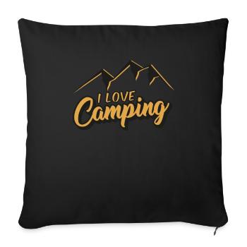 I Love Camping, Mountains, Berge, Retro, Vintage - Sofakissen mit Füllung 45 x 45 cm - Schwarz - Vorne