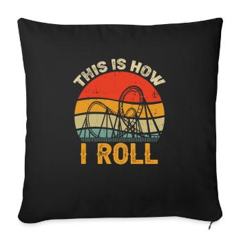 Parc d’attractions Kirmes Roller Coaster montagnes russes - Coussin et housse de 45 x 45 cm - noir - Devant