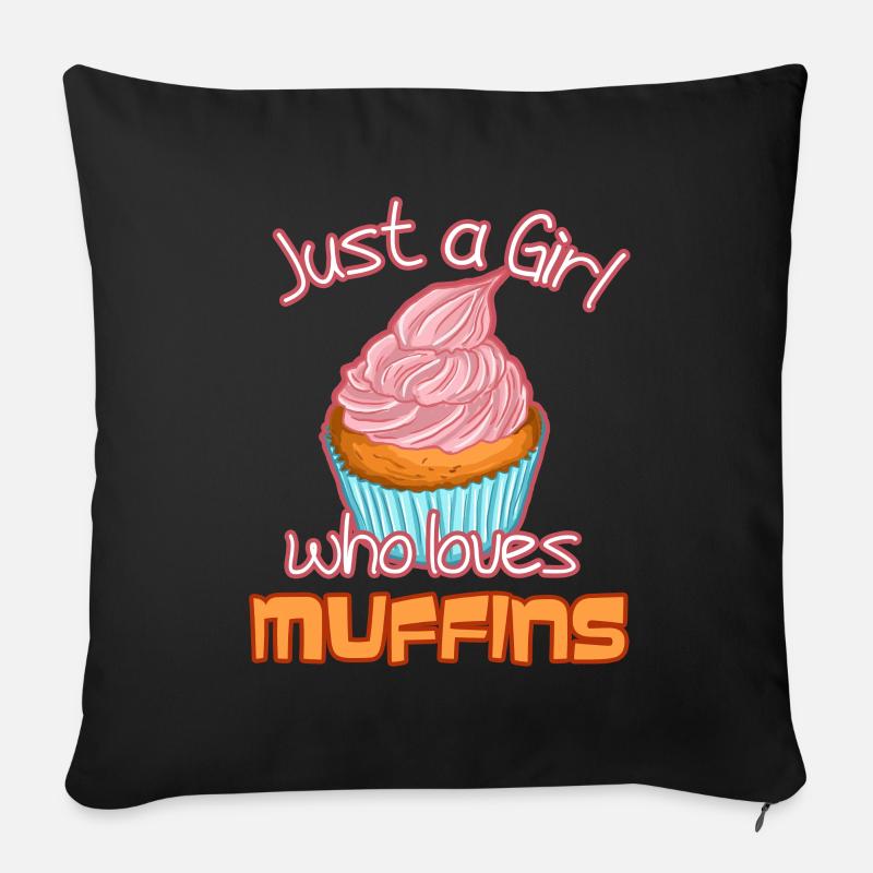 Nur ein Mädchen, das Muffins liebt - Sofakissen mit Füllung 45 x 45 cm - Schwarz
