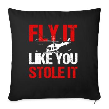 Cadeau de pilote d’hélicoptère - Coussin et housse de 45 x 45 cm - noir - Devant