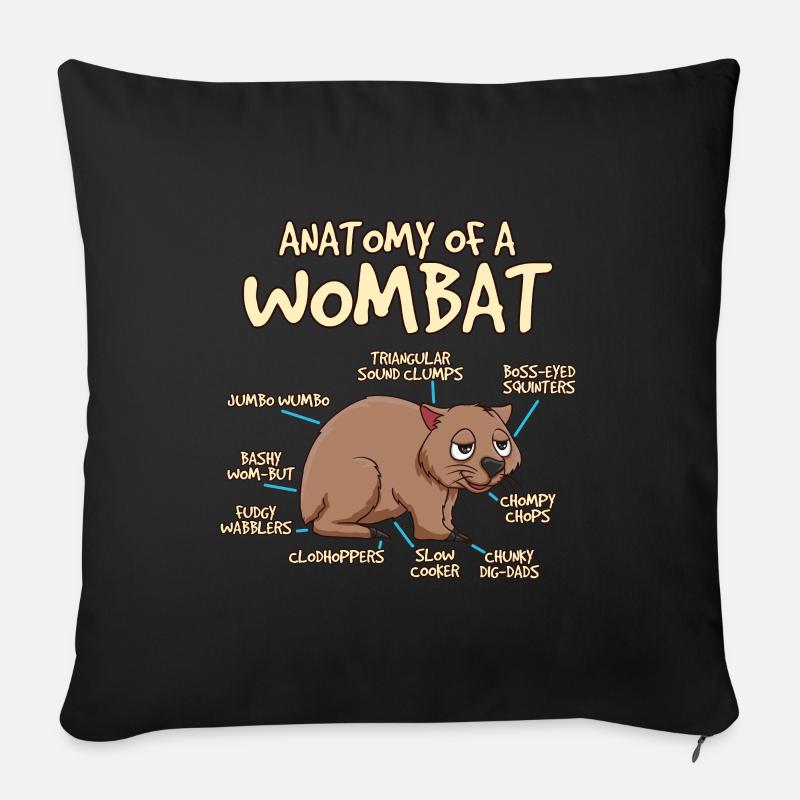 Wombat Wombats Plumbeutler Geschenk - Sofakissen mit Füllung 45 x 45 cm - Schwarz