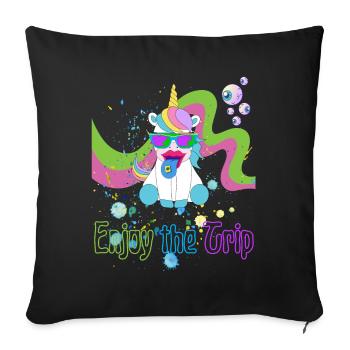 Profitez du voyage - Coussin et housse de 45 x 45 cm - noir - Devant