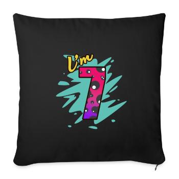 7. Geburtstag - Sofakissen mit Füllung 45 x 45 cm - Schwarz - Vorne