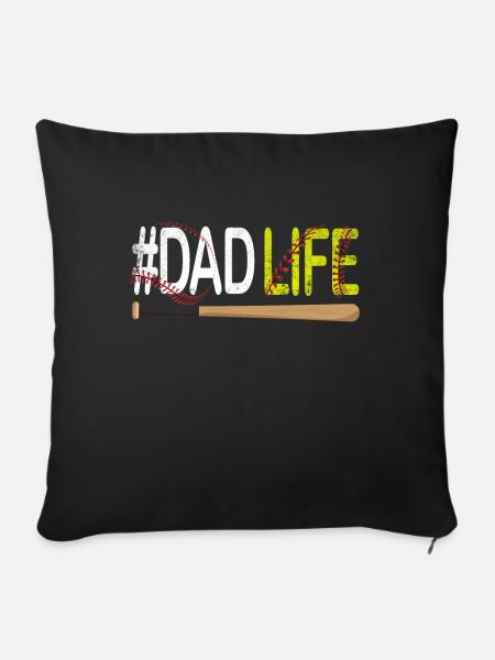 Baseball #Dadlife - Sofakissen mit Füllung 45 x 45 cm - Schwarz
