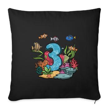 Cadeau de poisson d’aquarium - Coussin et housse de 45 x 45 cm - noir - Devant