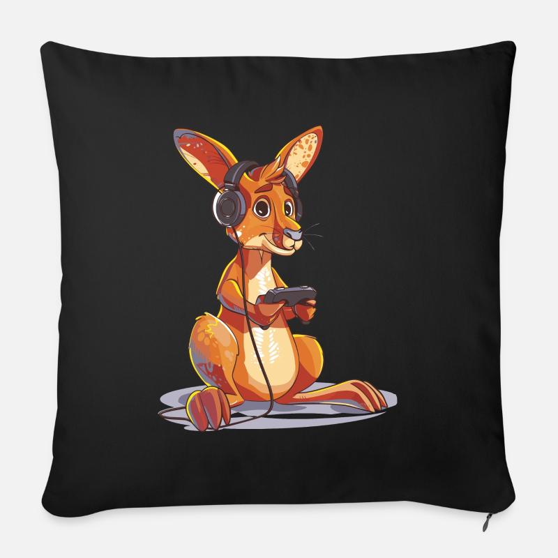 Känguru Videospiel - Sofakissen mit Füllung 45 x 45 cm - Schwarz