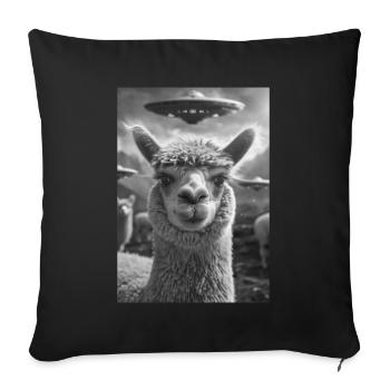 Ufo Selfie Alpaca - Sofa pillow with filling 45cm x 45cm - black - Front
