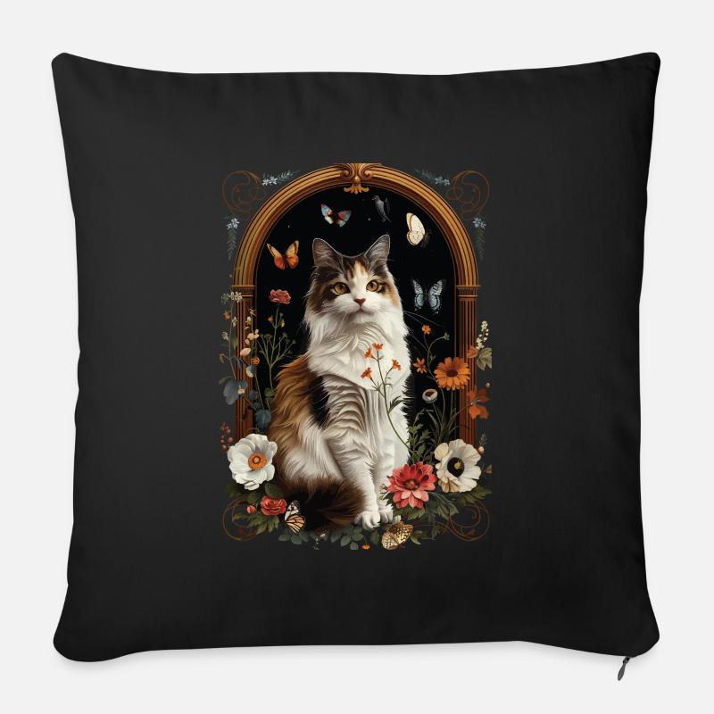 Türkische Van-Katze - Sofakissen mit Füllung 45 x 45 cm - Schwarz