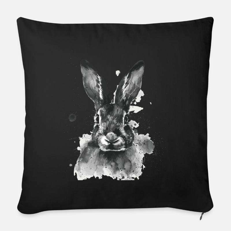 Kaninchen - Sofakissen mit Füllung 45 x 45 cm - Schwarz