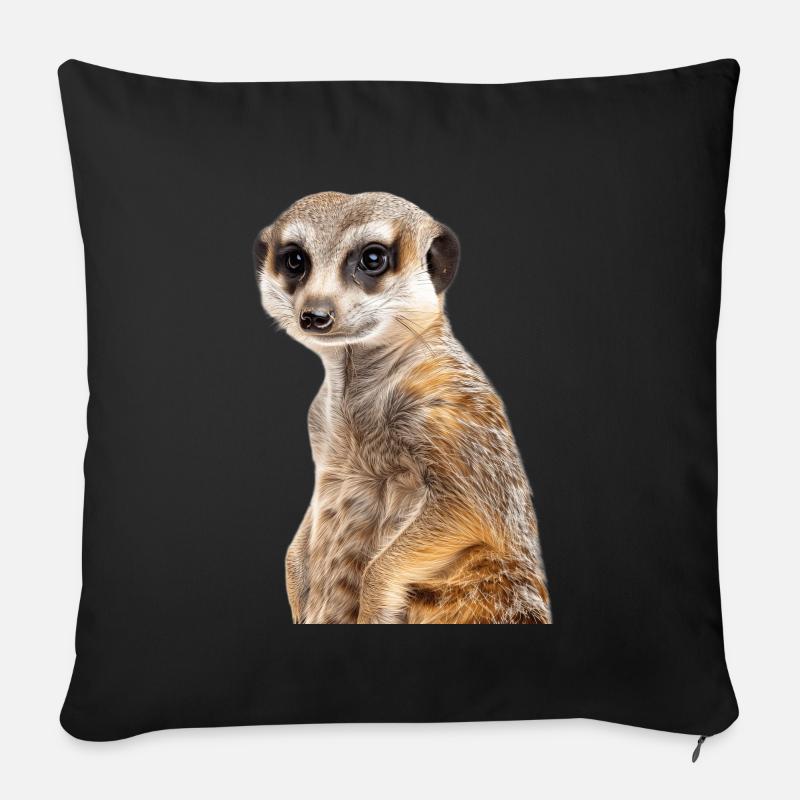 Erdmännchen - Sofakissen mit Füllung 45 x 45 cm - Schwarz