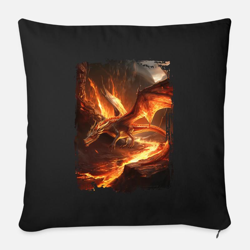 Drachen - Sofakissen mit Füllung 45 x 45 cm - Schwarz