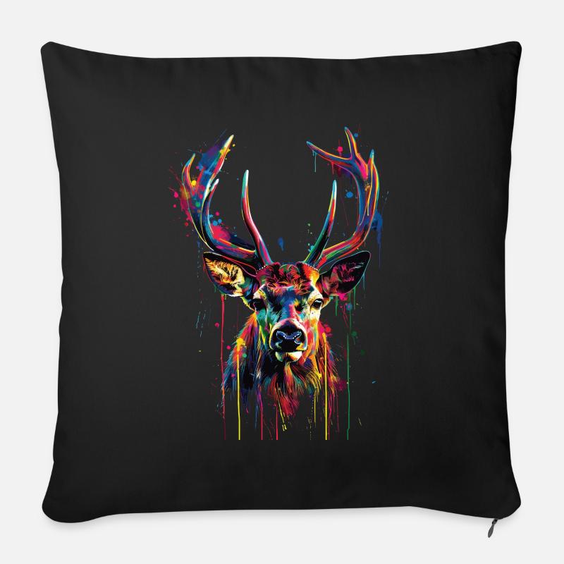 Reh - Sofakissen mit Füllung 45 x 45 cm - Schwarz