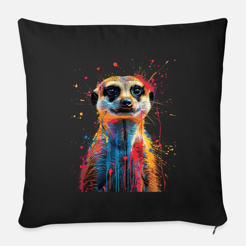 Erdmännchen - Sofakissen mit Füllung 45 x 45 cm - Schwarz
