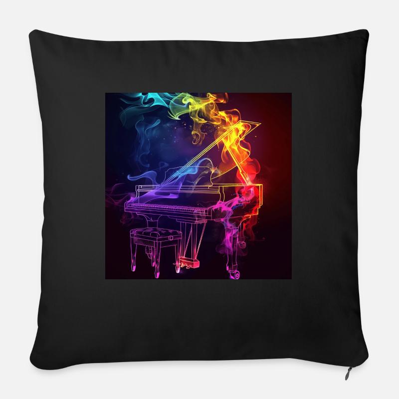 Klavier - Sofakissen mit Füllung 45 x 45 cm - Schwarz
