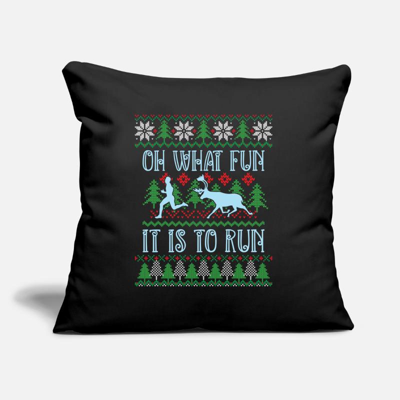 Oh quel plaisir c’est de courir - pull moche courir 5k Coussin et housse de 45 x 45 cm