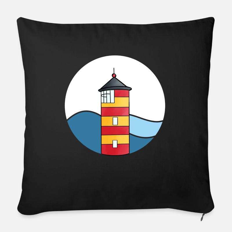 Pilsumer Leuchtturm - Sofakissen mit Füllung 45 x 45 cm - Schwarz