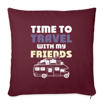 Voyagez avec des amis - Coussin et housse de 45 x 45 cm - bordeaux - Devant