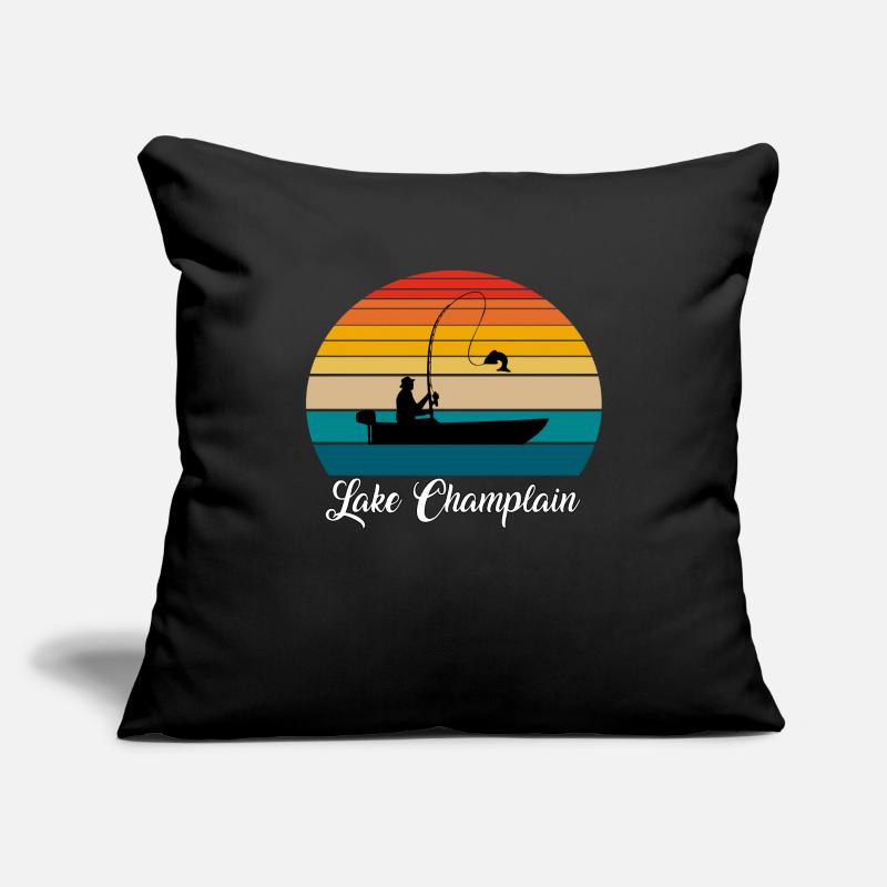 Lieu de pêche du lac Champlain Coussin et housse de 45 x 45 cm