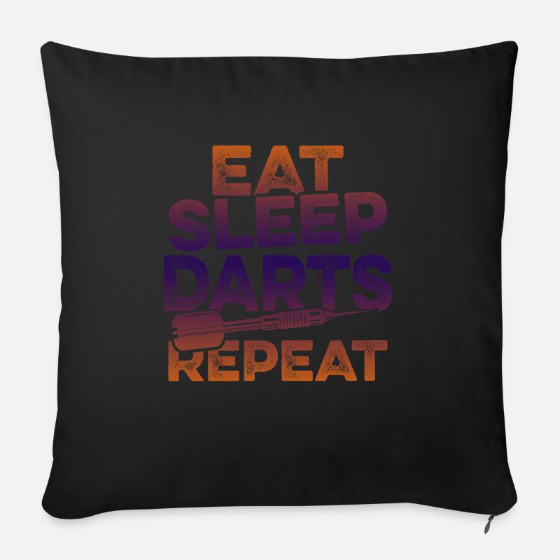 eat sleep darts repeat - Sofakissen mit Füllung 45 x 45 cm - Schwarz