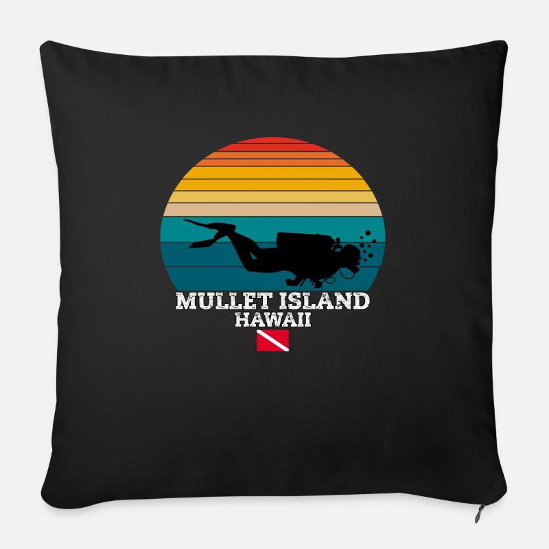Mullet Island Us Island Plongée - Coussin et housse de 45 x 45 cm - noir