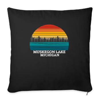 Lac Muskegon, Michigan - Coussin et housse de 45 x 45 cm - noir - Devant