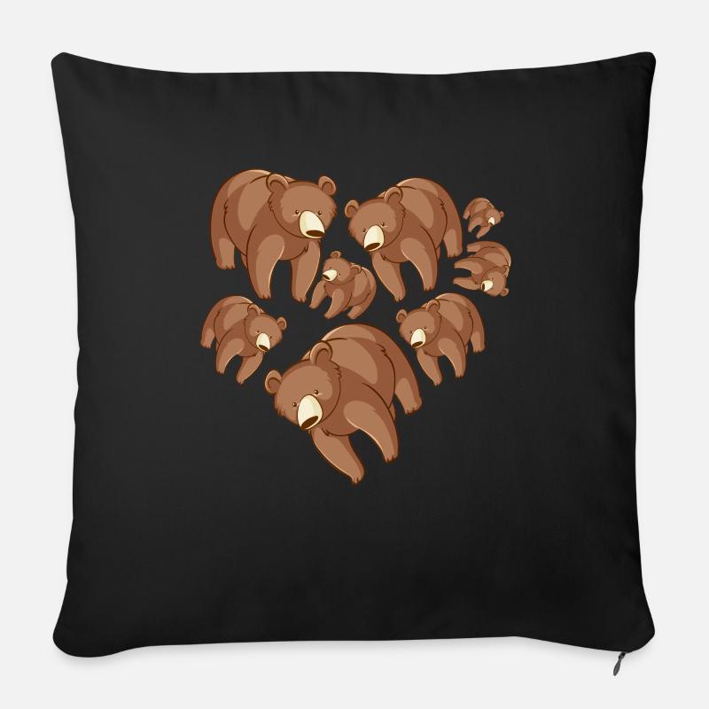 Herz Braunbär - Sofakissen mit Füllung 45 x 45 cm - Schwarz