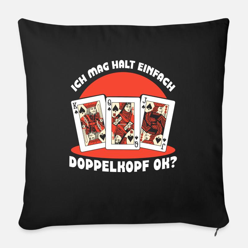 Ich mag halt einfach - Doppelkopf ok? - Sofakissen mit Füllung 45 x 45 cm - Schwarz