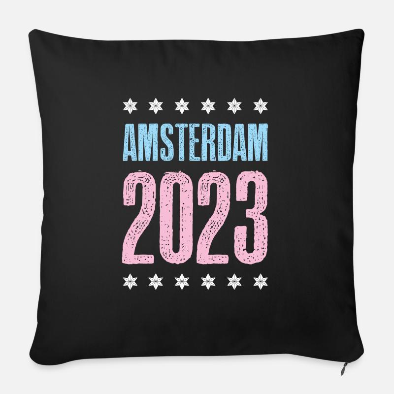 Amsterdam 2023 - Sofakissen mit Füllung 45 x 45 cm - Schwarz