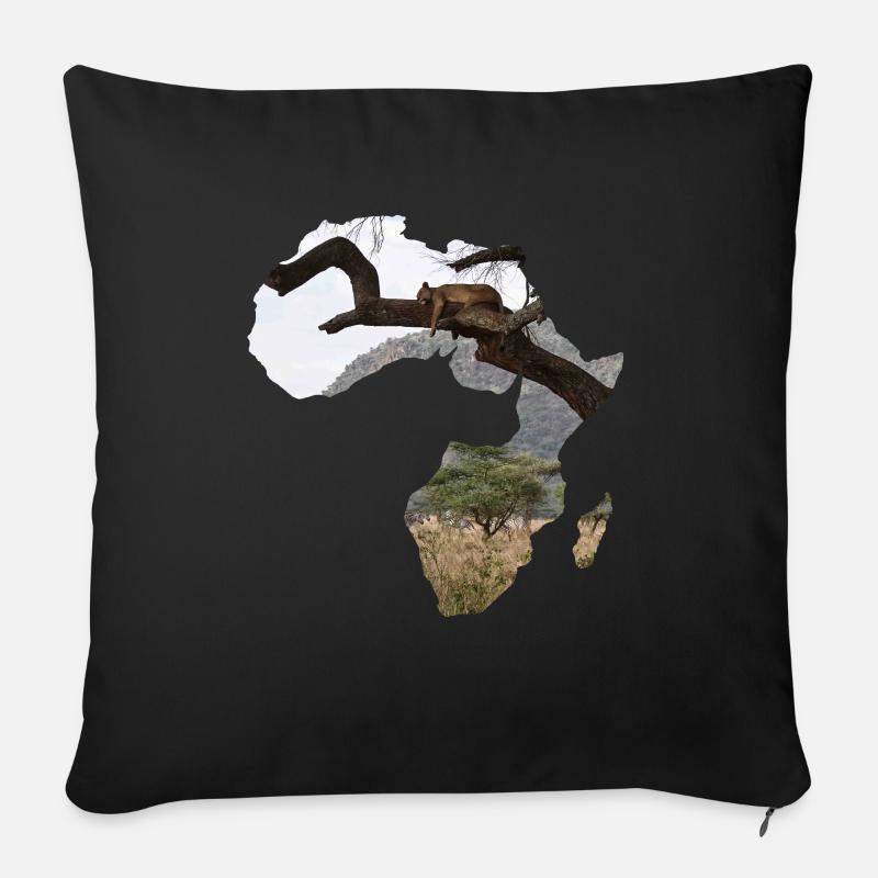 Afrika Madagaskar Serengeti Löwe - Sofakissen mit Füllung 45 x 45 cm - Schwarz