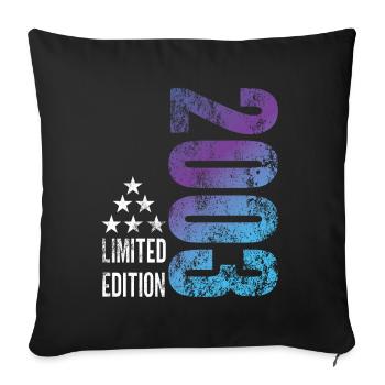Limited Edition 20 Jahre Geburtstag Jahrgang 2002 - Sofakissen mit Füllung 45 x 45 cm - Schwarz - Vorne