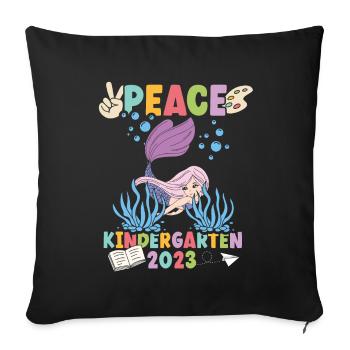 Meerjungfrau Peace Kindergarten 2023 - Sofakissen mit Füllung 45 x 45 cm - Schwarz - Vorne