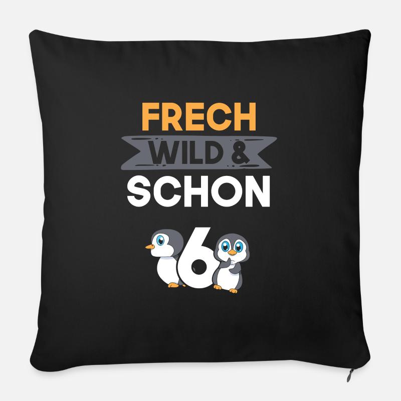 6 Jahre Geburtstag Junge Mädchen Pinguin - Sofakissen mit Füllung 45 x 45 cm - Schwarz