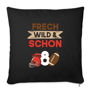 8 Jahre Geburtstag Junge Mädchen Football - Sofakissen mit Füllung 45 x 45 cm - Schwarz - Vorne