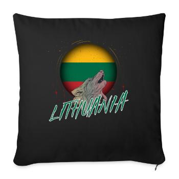 Lithuania - Sofa pillow with filling 45cm x 45cm - black - Front